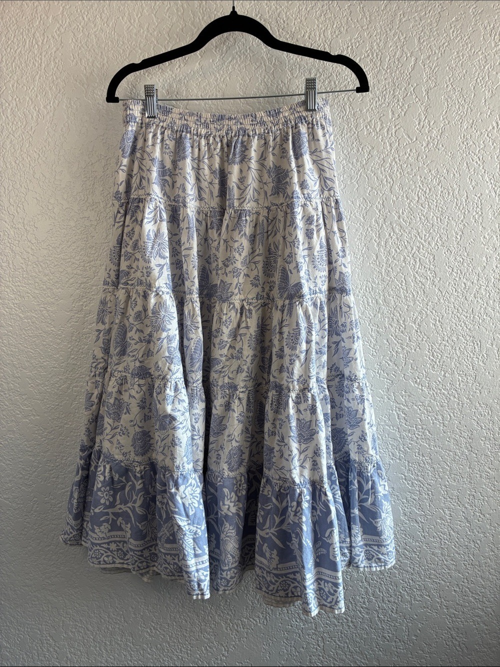Free People Full Swing Midi Skirt Blue Heron Printed Floral Cottagecore M - Picture 5 of 10